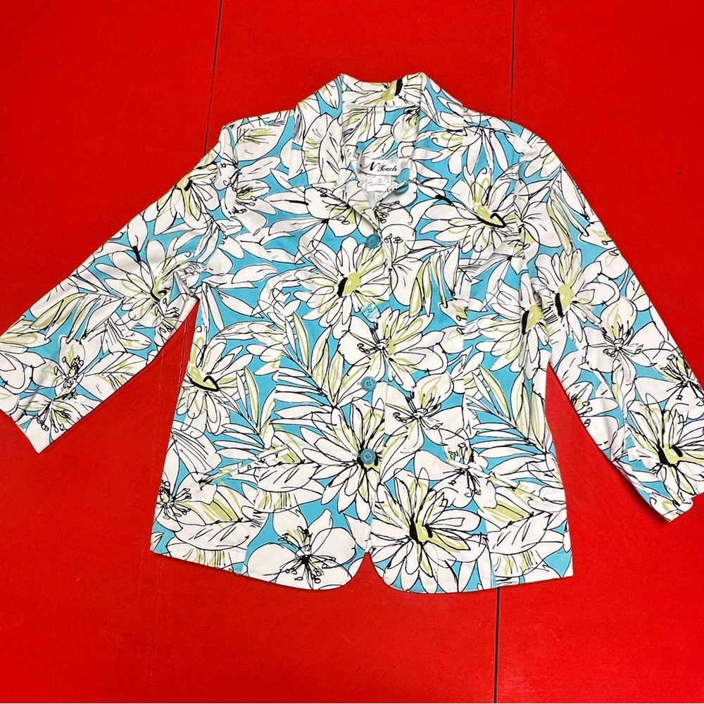 N TOUCH TURQUOISE LIME BLACK WHITE BLAZER JACKET
